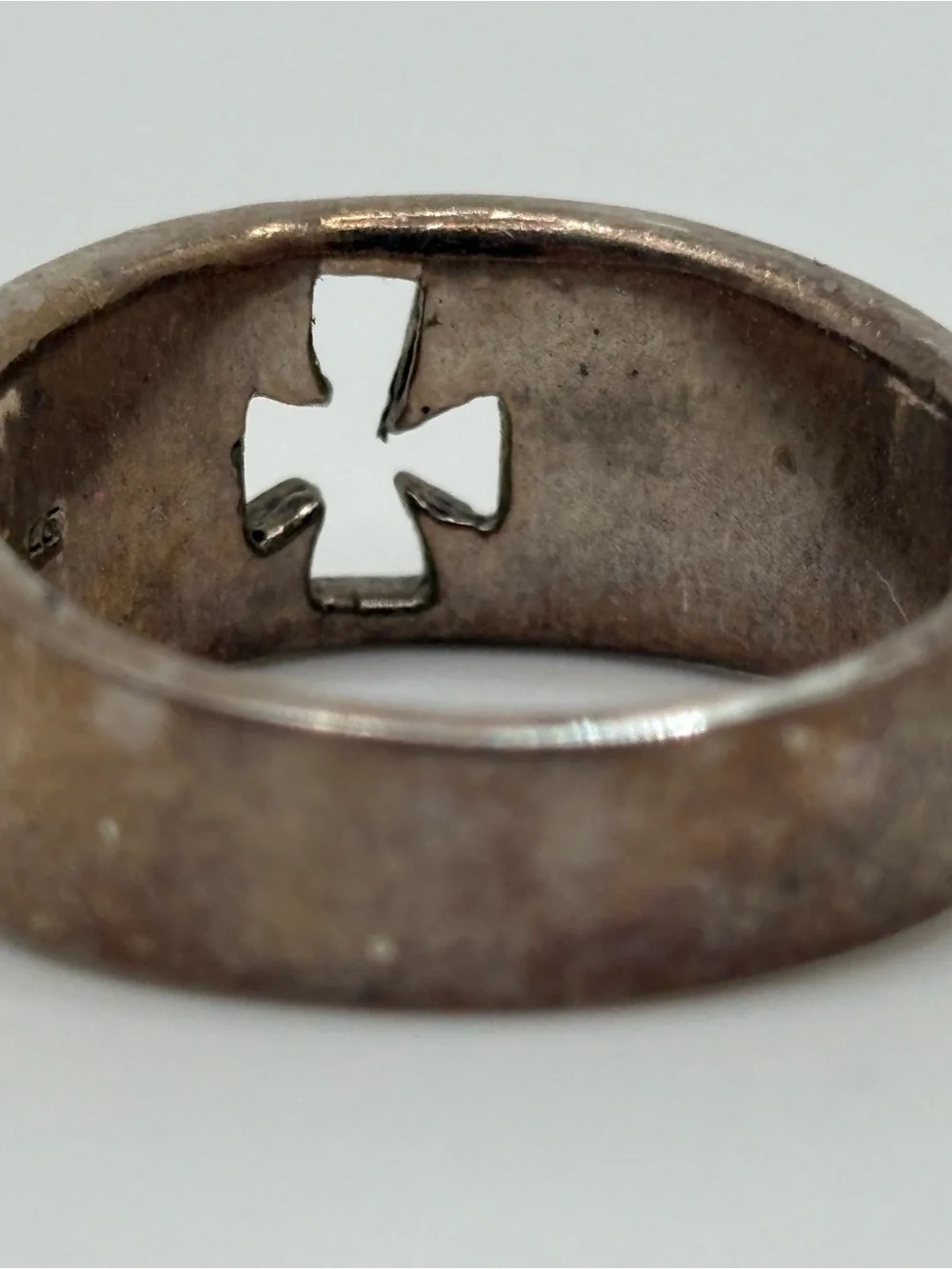 925 Sterling Silver Maltese Cross Ring Size 9 Mens Biker Gothic Wide Band